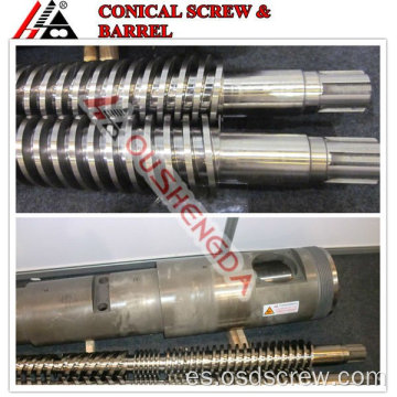 Tornillo cónico gemelo bimetálico y cilindro / cilindro para máquina extrusora de plástico